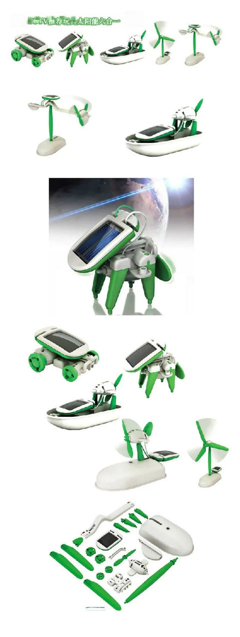 6-in-1 Solarenergie-Roboter-Kit – Bauen und Lernen mit Segelboot, Windmühle, Auto und mehr