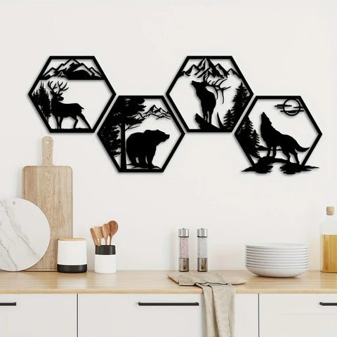 Wilderness Geometrische Wanddekoration – Tiere und Berge