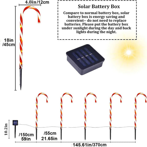 Weihnachts-Solarenergie-Zuckerstangenlichter - Strahlende Dekoration für festliche Abende