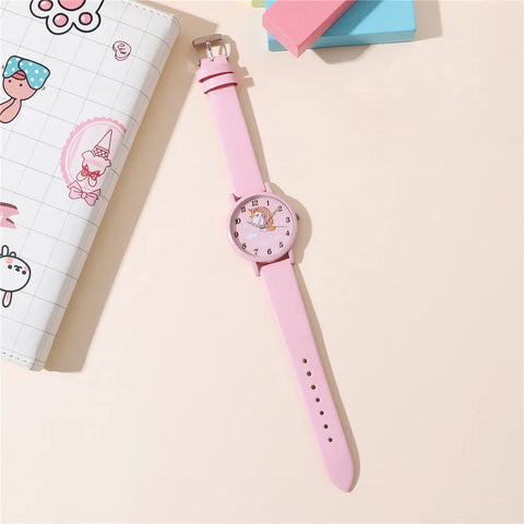 Süße Einhorn Kinderuhr – PU Lederarmband und Cartoon-Design