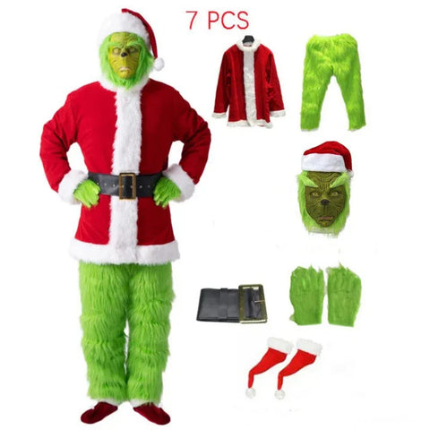 Grinch Weihnachtskostüm - Komplett mit Accessoires für einen festlichen Look