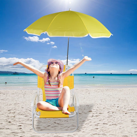 Zusammenklappbarer Strandstuhl mit Sonnenschirm für Kinder