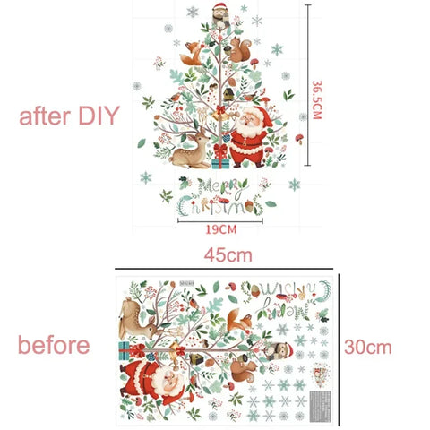 KerstRaamdecoratie - Festliche Dekoration mit Weihnachtsmann und Tieren für eine Gemütliche Weihnacht