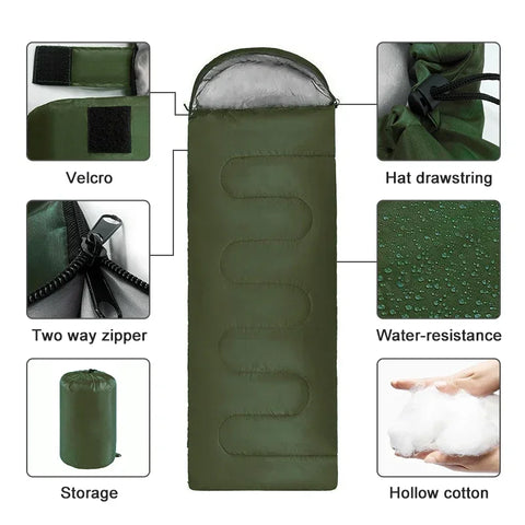 Ultraleichter 4-Jahreszeiten Schlafsack – Warm und Wasserdicht für Outdoor-Abenteuer und Camping