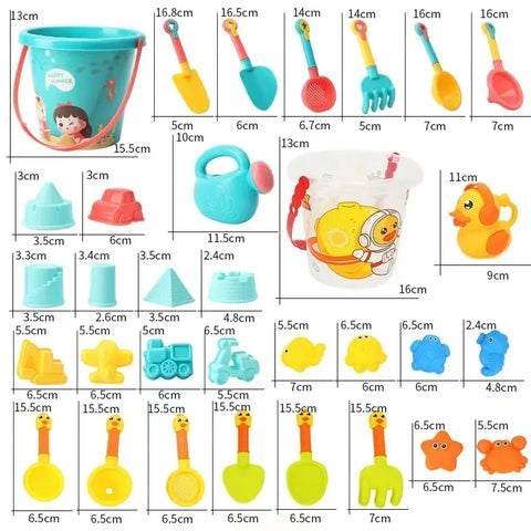 Kinder Strandspielzeug Set – Eimer, Schaufel, Wasserflasche und mehr für Sommervergnügen