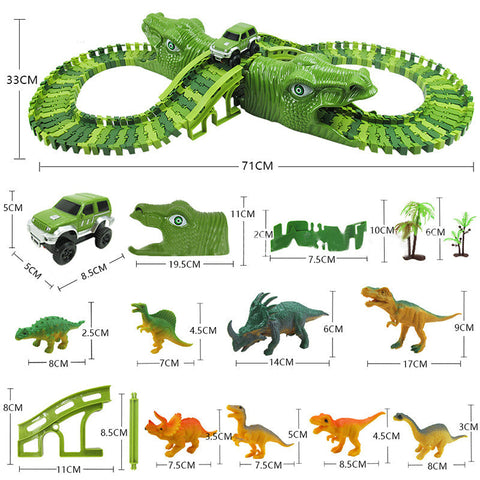 DinoTrack - Dinosaurier Spielzeugset - 360-Grad Bahn