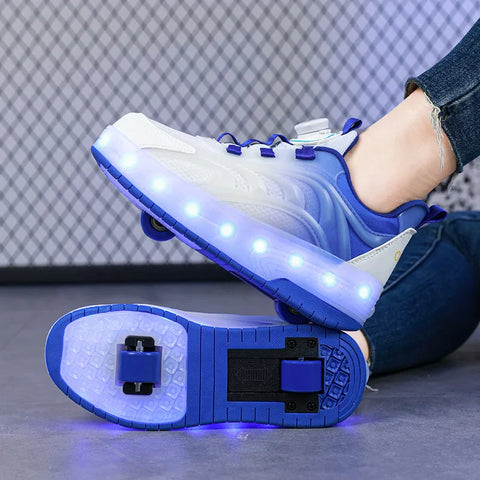 LED Licht Roller Skate Schuhe für Kinder – Leuchtende Sneakers für Jungen und Mädchen mit USB aufladbaren Rädern