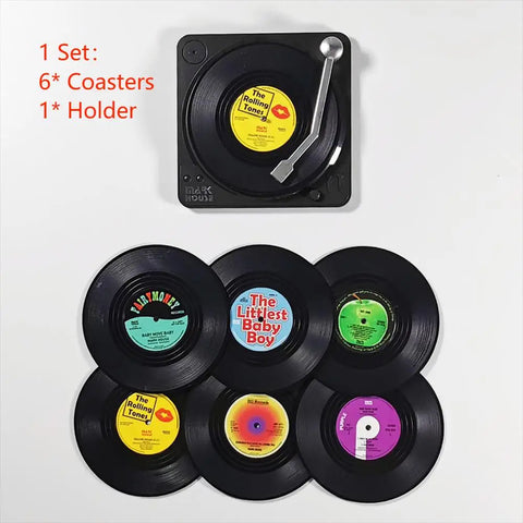 Retro Vinyl Untersetzer Set - Schützen Sie Ihre Möbel mit musikalischem Stil