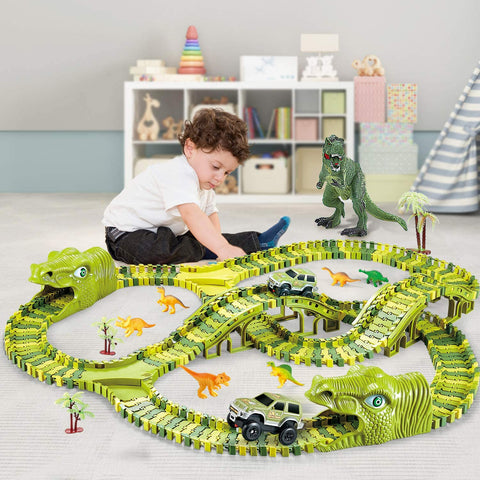 DinoTrack - Dinosaurier Spielzeugset - 360-Grad Bahn