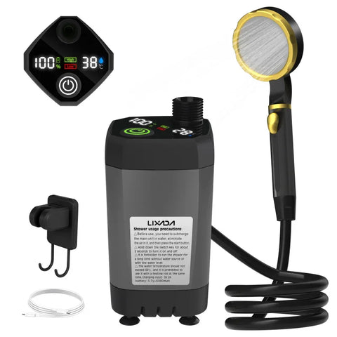 Mobiles Campingdusche-Kit – Mit Digitaldisplay und Einstellbarem Wasserfluss für Abenteurer