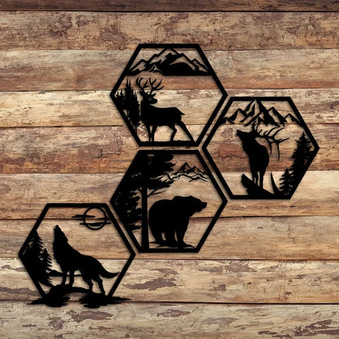 Wilderness Geometrische Wanddekoration – Tiere und Berge