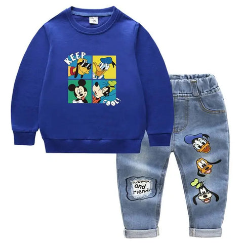 Kinder Kleidung Set – Mickey Mouse Druck T-Shirt und Jeans