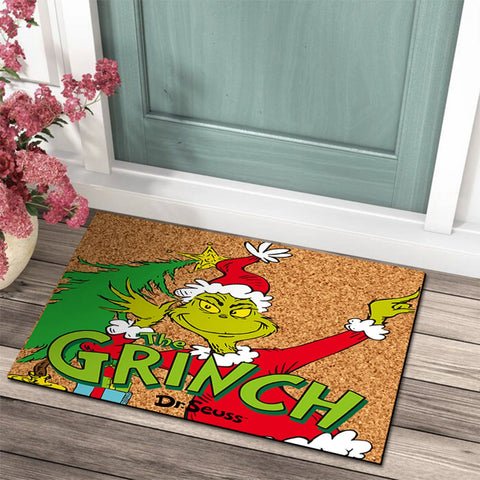 Weihnachtliche Fußmatte mit Grinch-Design - Fröhliche Begrüßung für die Feiertage