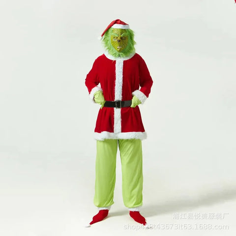 Grinch Weihnachtskostüm - Komplett mit Accessoires für einen festlichen Look