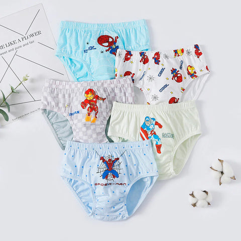 5-teiliges Set Jungsunterwäsche – Weiche und Atembare Baumwolle mit Superheldenmotiven