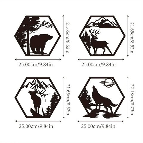 Wilderness Geometrische Wanddekoration – Tiere und Berge
