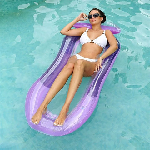 Luxe Aufblasbares Wasserliegebett mit Erhöhtem Kopfkissen - Perfekt für Pool und Strand