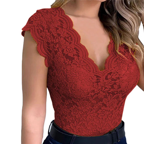Gelbe Spitzen-Top für Damen – Sommerliche Spitzenbluse für einen femininen und eleganten Look