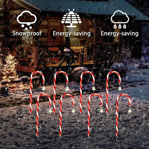 Weihnachts-Solarenergie-Zuckerstangenlichter - Strahlende Dekoration für festliche Abende