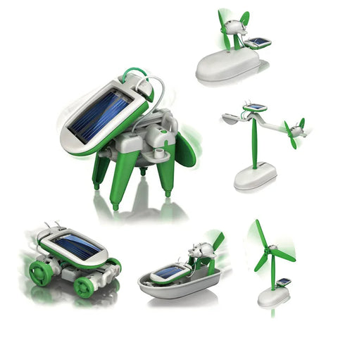 6-in-1 Solarenergie-Roboter-Kit – Bauen und Lernen mit Segelboot, Windmühle, Auto und mehr