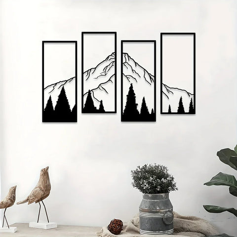 Majestätische Berge Wanddekoration – Vierteilige Kunstset