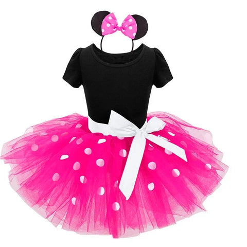 Minnie Mouse Kostüm für Mädchen – Polka-Dot Kleid mit Haarband und Schleife