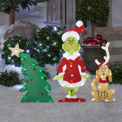 Grinch Weihnachtsdekoration - Fröhliche Gartenbeleuchtung für die Feiertage