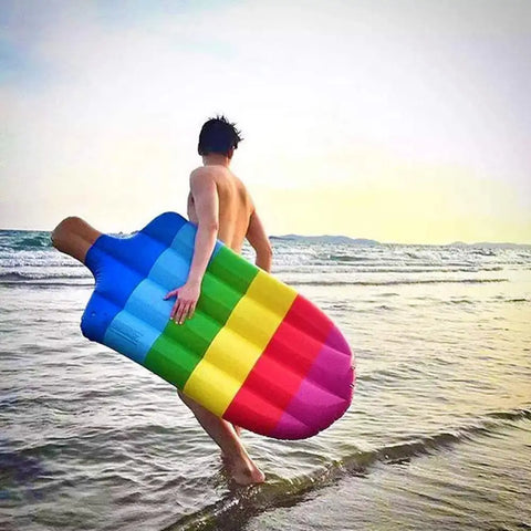 Aufblasbare Pool Float in Eisform – Fröhliche Regenbogen Lounge für den Pool