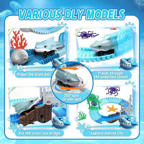 Elektrische Haifisch-Bahn Puzzle-Set – Kreatives Bau-Spielzeug für Kinder