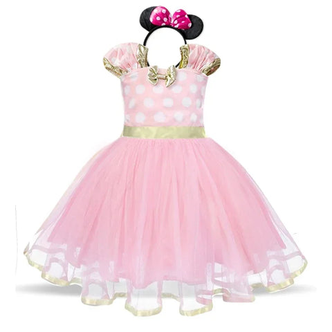 Minnie Mouse Kostüm für Mädchen – Polka-Dot Kleid mit Haarband und Schleife