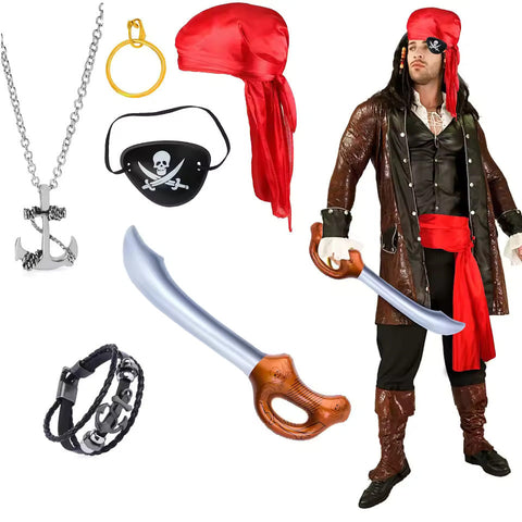 Komplettes Piratenaccessoires-Set – Mit Piratenbrille und Schwert für Kostüme