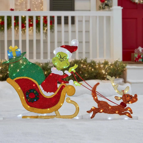 Grinch Weihnachtsdekoration - Fröhliche Gartenbeleuchtung für die Feiertage