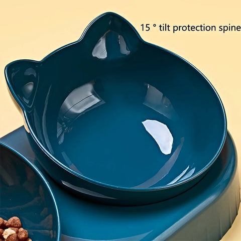 Katzenfutter- und Wassernapf mit Ohrendesign - Bequeme und Verspielte Esserfahrung