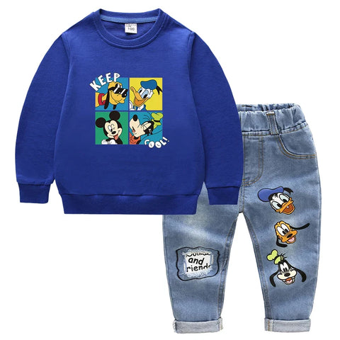Kinder Kleidung Set – Mickey Mouse Druck T-Shirt und Jeans