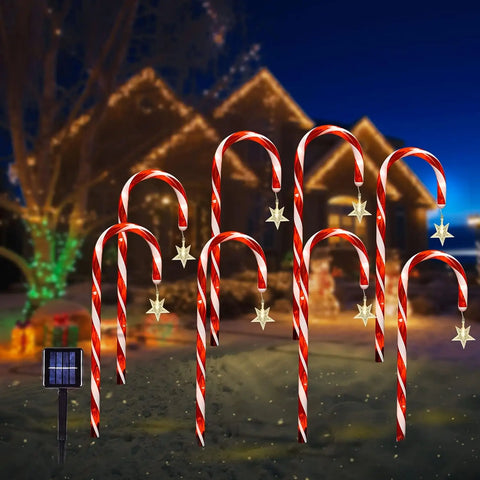 Weihnachts-Solarenergie-Zuckerstangenlichter - Strahlende Dekoration für festliche Abende