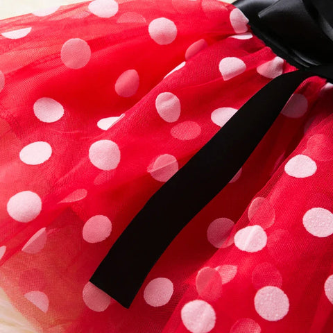 Minnie Mouse Kostüm für Mädchen – Polka-Dot Kleid mit Haarband und Schleife