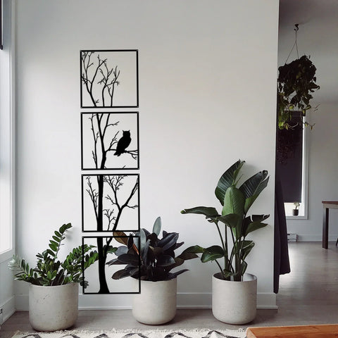 Wanddekoration Baum und Eule - Minimalistisch und Stilvoll