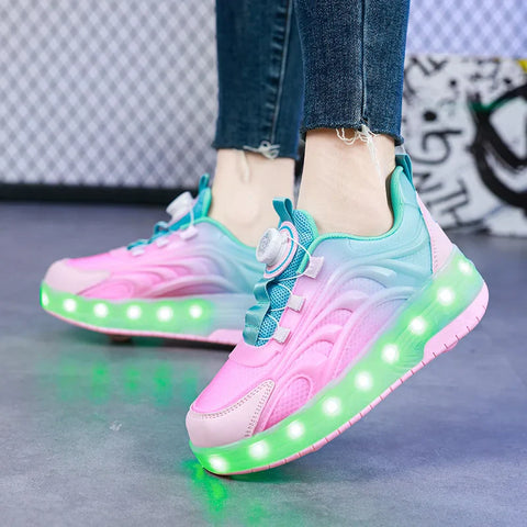 LED Licht Roller Skate Schuhe für Kinder – Leuchtende Sneakers für Jungen und Mädchen mit USB aufladbaren Rädern