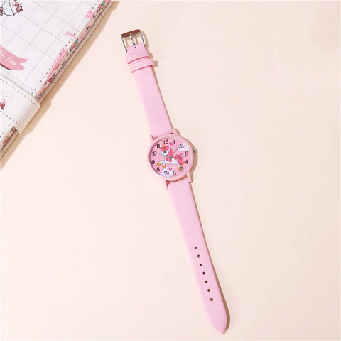 Süße Einhorn Kinderuhr – PU Lederarmband und Cartoon-Design