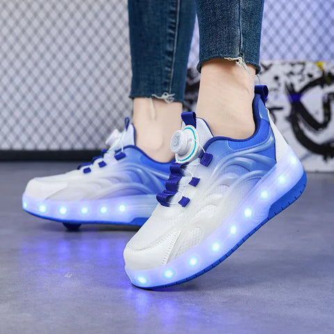 LED Licht Roller Skate Schuhe für Kinder – Leuchtende Sneakers für Jungen und Mädchen mit USB aufladbaren Rädern
