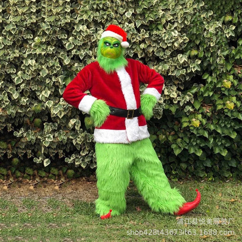Grinch Weihnachtskostüm - Komplett mit Accessoires für einen festlichen Look