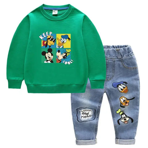 Kinder Kleidung Set – Mickey Mouse Druck T-Shirt und Jeans