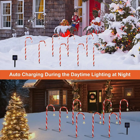 Weihnachts-Solarenergie-Zuckerstangenlichter - Strahlende Dekoration für festliche Abende
