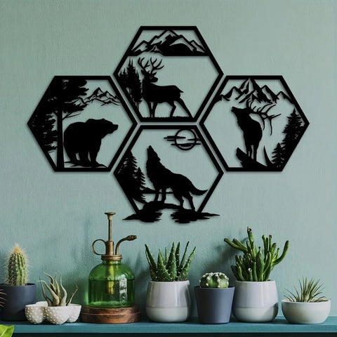 Wilderness Geometrische Wanddekoration – Tiere und Berge