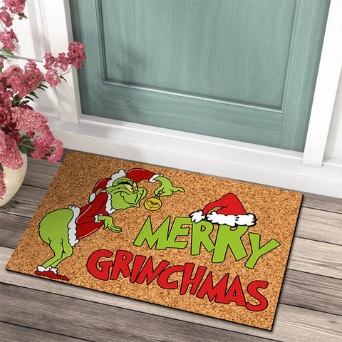Weihnachtliche Fußmatte mit Grinch-Design - Fröhliche Begrüßung für die Feiertage