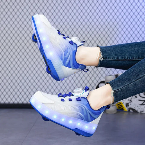 LED Licht Roller Skate Schuhe für Kinder – Leuchtende Sneakers für Jungen und Mädchen mit USB aufladbaren Rädern