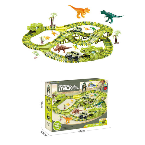 DinoTrack - Dinosaurier Spielzeugset - 360-Grad Bahn