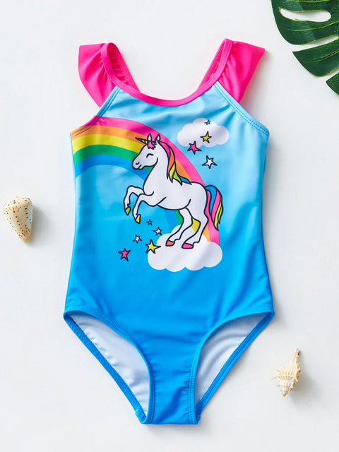 Mädchen Schwimmanzug mit Meerjungfrau und Einhorn Designs – Perfekt für Kinder von 4-8 Jahren