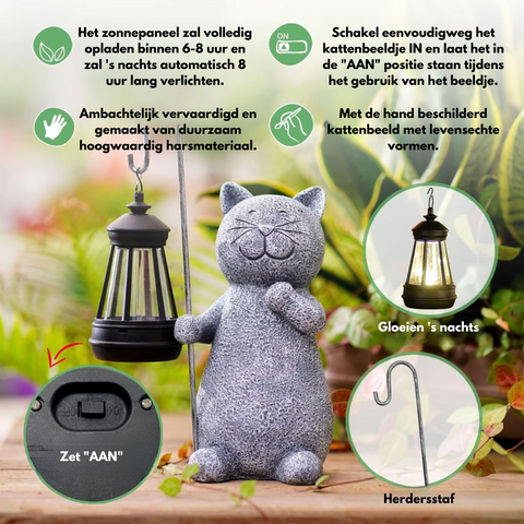 Verzaubernde Katze mit Schmetterling - Stimmungslicht für deinen Garten