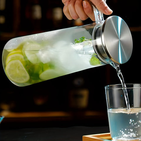 Glaskaraffe mit Deckel – Ideal für Saft, Bubble Tea und erfrischende Sommergetränke